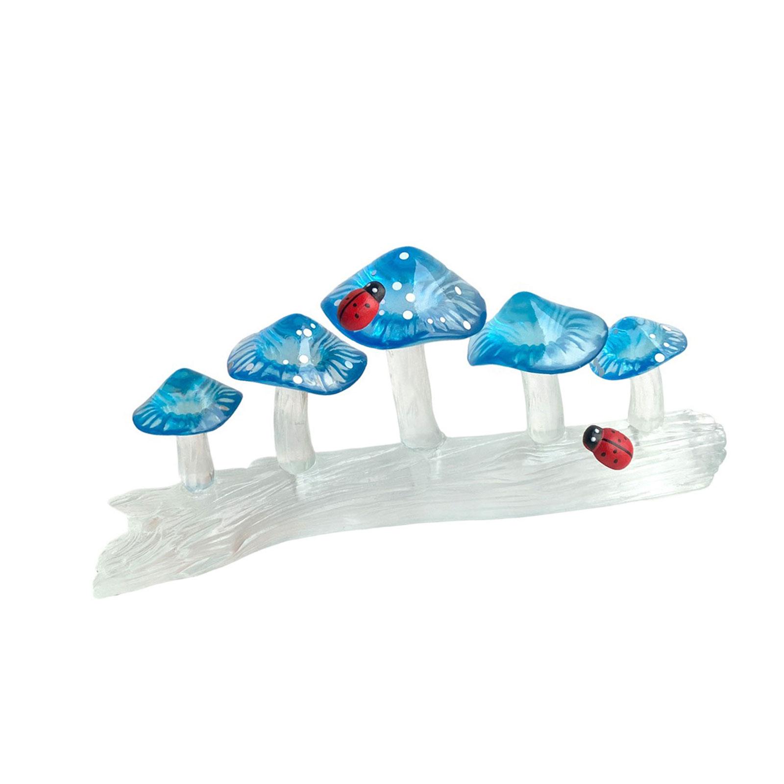 

Красочные грибы на пне дерева смолы миниатюрная фигурка коллекционное украшение для домашнего рабочего стола и ландшафтного декора 4