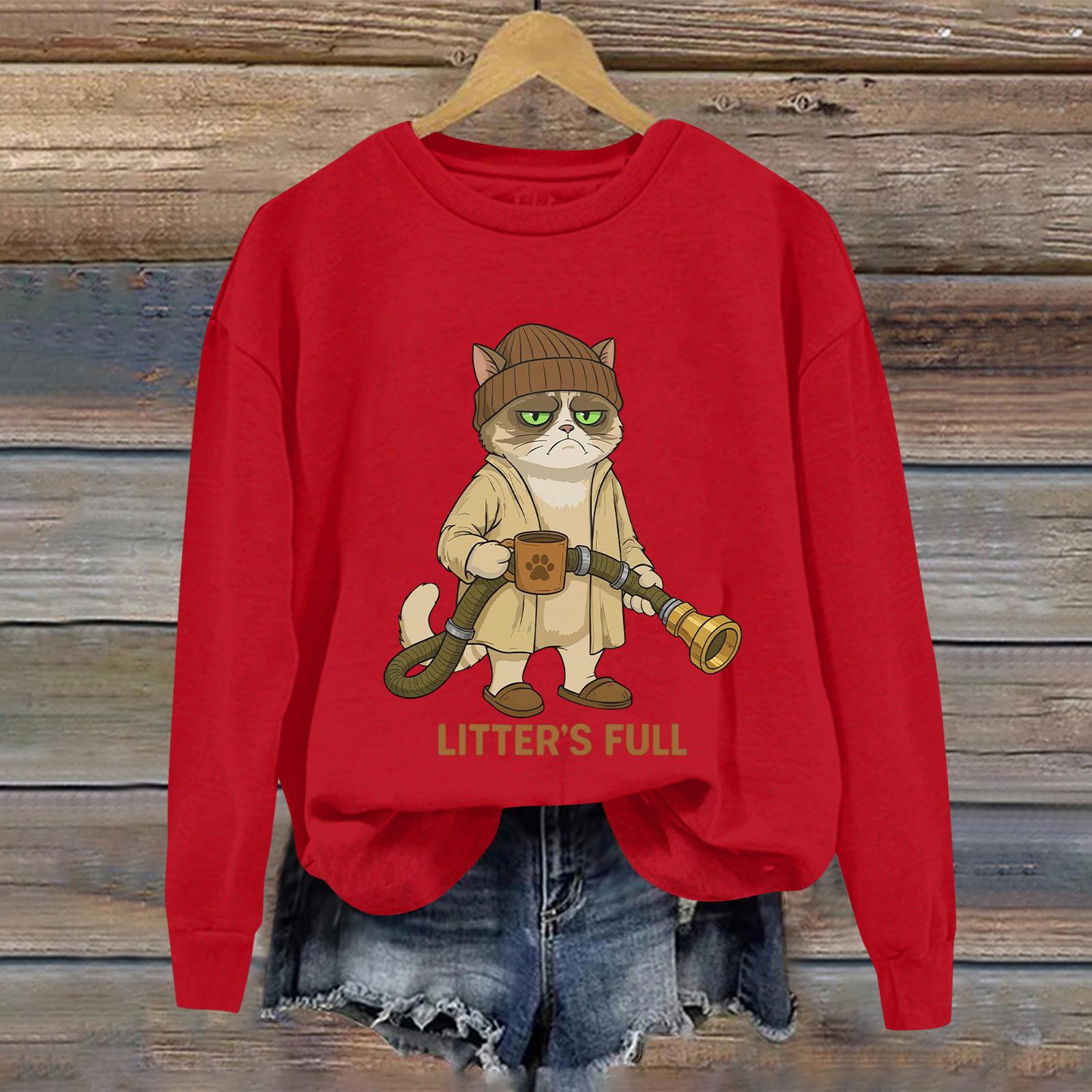 

Женский модный и забавный свитшот с принтом, круглым вырезом и длинными рукавами, повседневный пуловер XL красный