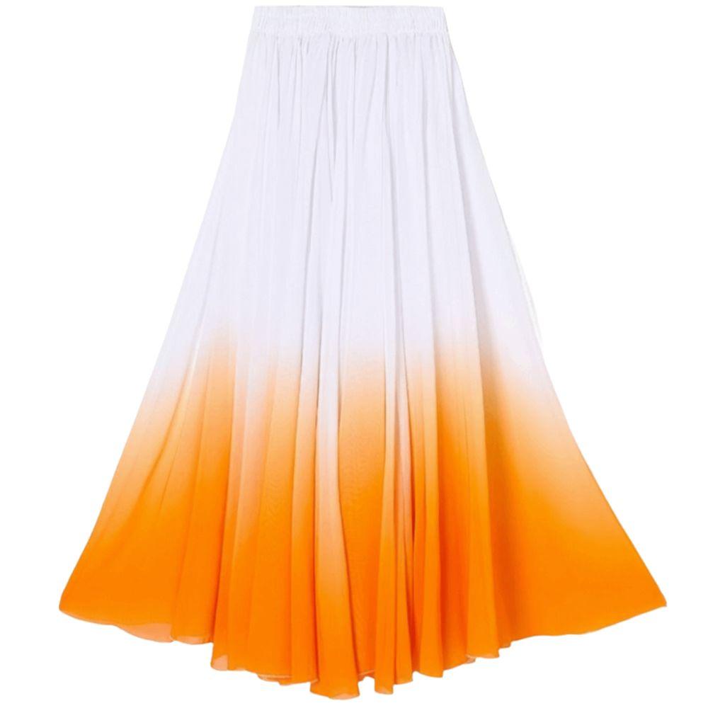 Gradient Color Dance Training Skirt Flowing Chiffon 720 Degree Classical Dance Skirt Big Swing Long Maxi Ballet Skirt