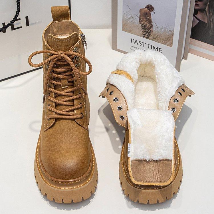 Snow boots winter new velvet thickened warm Martin boots platform short boots large cotton shoes 35