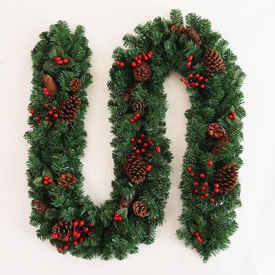 2.7m Christmas Garland with Pine Cones, Ornaments, Handrail & Banister Decoration - In Stock.