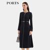 PORTS Women's Stitch-Trim Belted Dress ALQ9D035WWP063