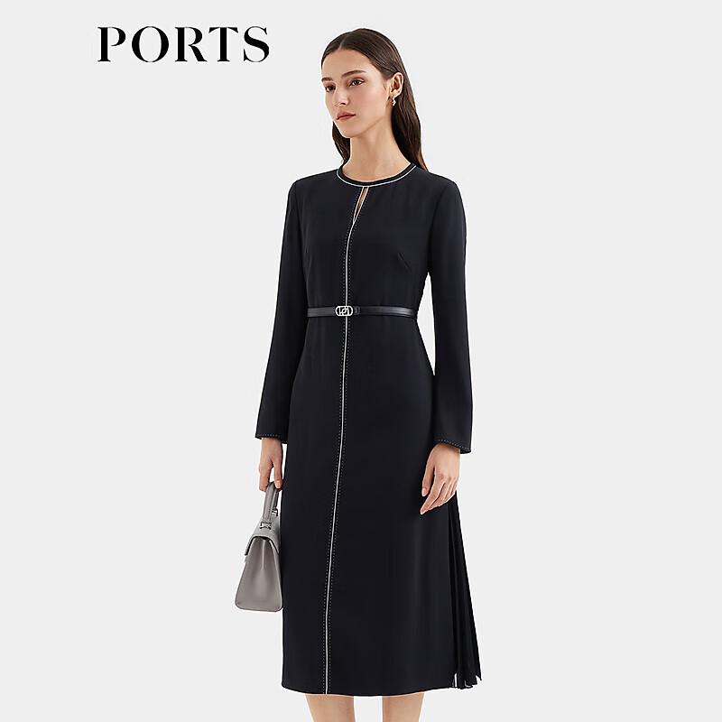 PORTS Women's Stitch-Trim Belted Dress ALQ9D035WWP063