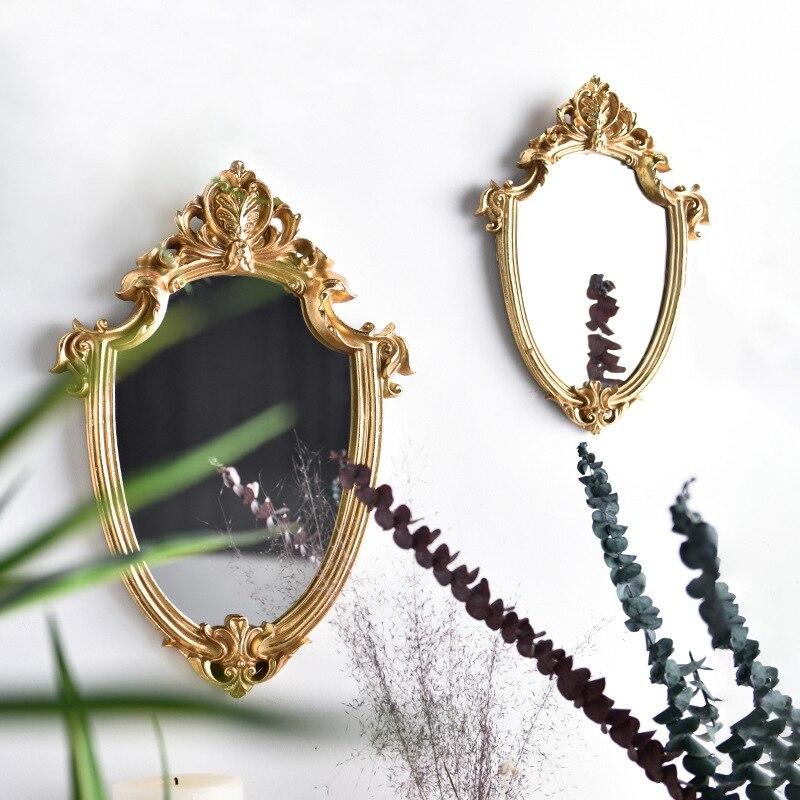 1pic Relief Resin Decoration Wall Mirror Wall Mirror Bathroom Mirror Decor Gold Dial Shape Mirror for Makeup Mirror for Home Decoration | Bathroom Mir