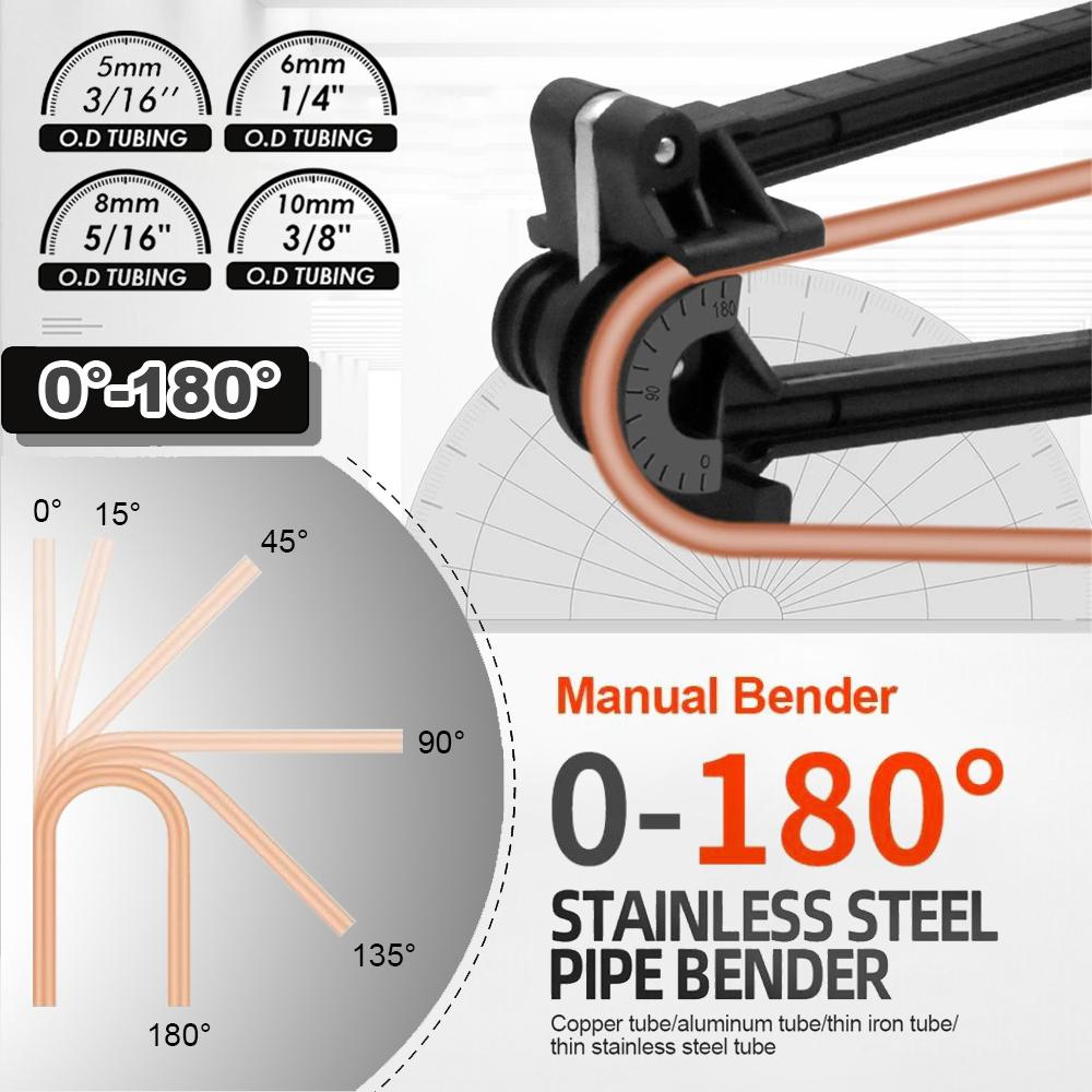 180 Degree 4-In-1 5/6/8/10mm Combination Tube Bender for Copper Tube/Aluminum Tube/Thin Iron Tube/ Thin Stainless Steel Tube