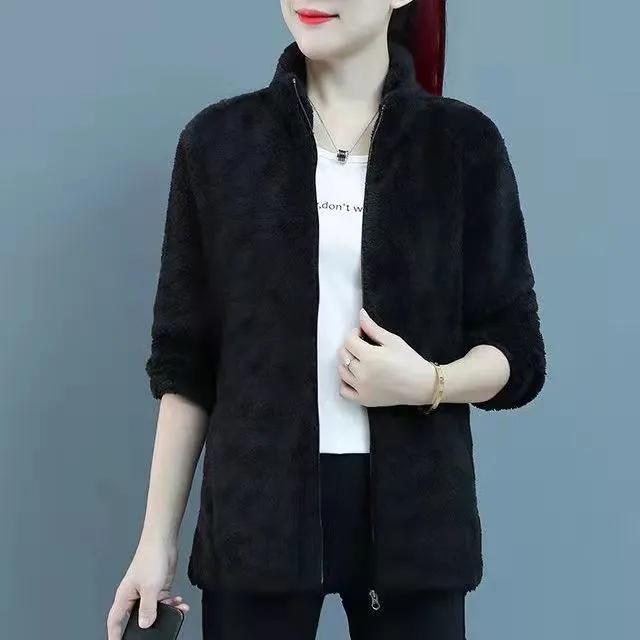 Women's Fleece Coat Winter Warm Thicken Jacket Two-Sided Wear Double-Sided Velvet Coral Fleece Coats Polar Fleece Jackets
