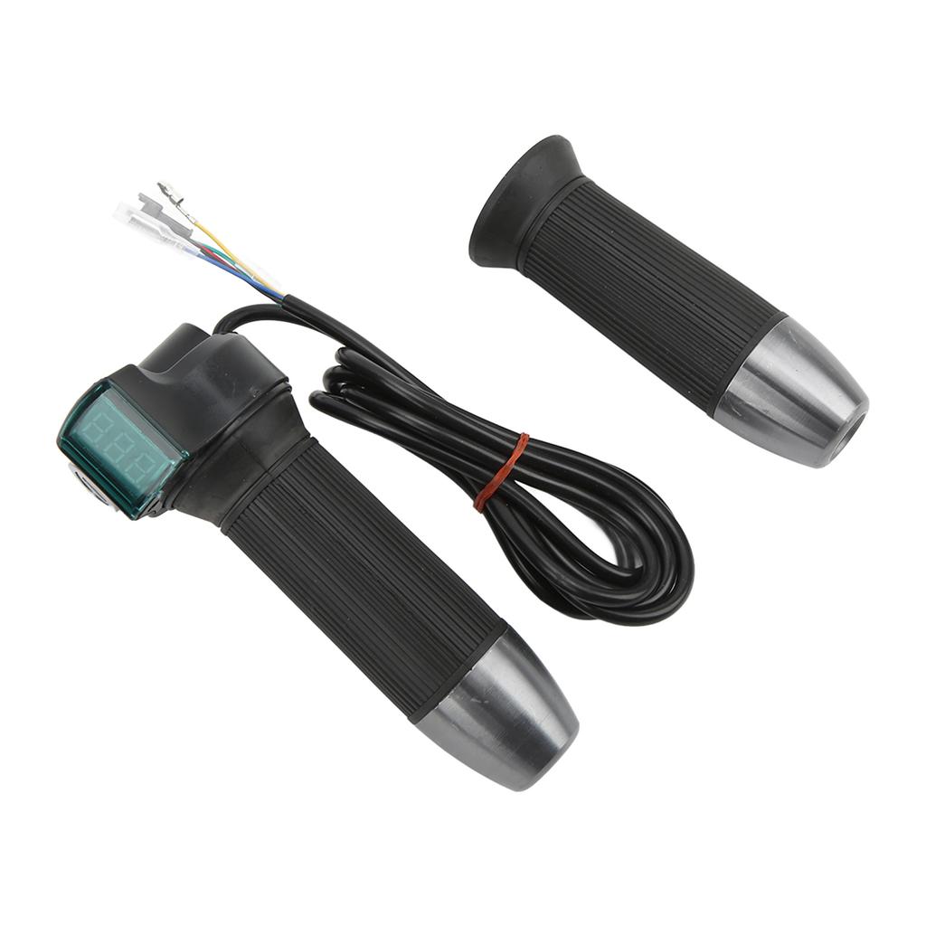 E-Bike Lenker Gasgriff Drehgriff Kunststoff Drehgasgriff Gashebel Griff mit Display Grünem Bildschirm