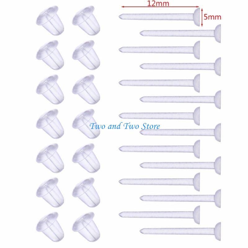HX6F Creative 100 Set Clear Earrings Ear Studs Piercing Retainers for Women Men