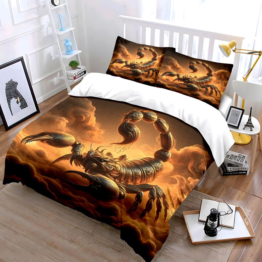 Golden Scorpion Decoration Set Multiple sizes kid's and adults' bedroom Exquisite 3PC bedding set gift