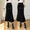 Autumn Winter Corduroy Women Clothing Elegant Mermaid Skirt High Waist Bag Hip Solid Color Aesthetic England All Match Skirt
