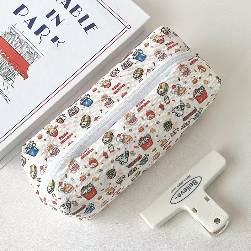 Cute Burger Dog Printed Pencil Case Large Capacity Portable Storage Bag Stationery Makeup Bag Gifts