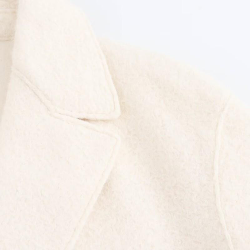 Womens Elegant Long Wool Blend Coat Loose Fit Tailored Collar Overcoat Winter