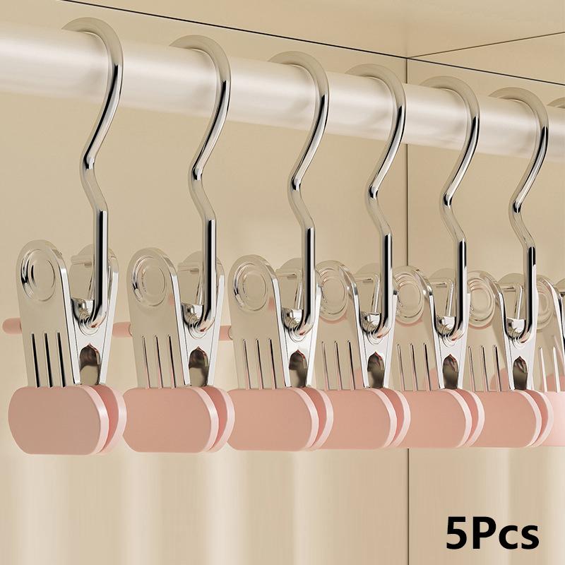 

5/10 шт., улучшенный широкий органайзер для одежды в шкафу, не оставляющий следов, прищепки для одежды с крючками, вешалки для сушки брюк и носков 5Pcs