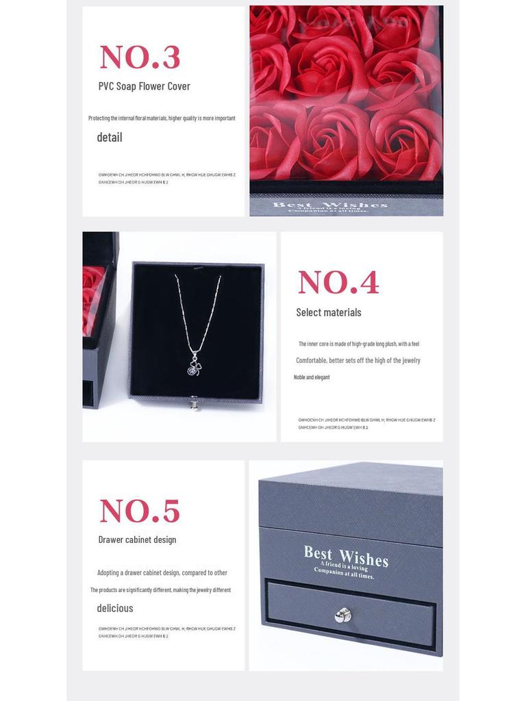 Exquisite Rose Soap Flower Jewelry & Storage Box: For Necklaces, Rings, Lipsticks