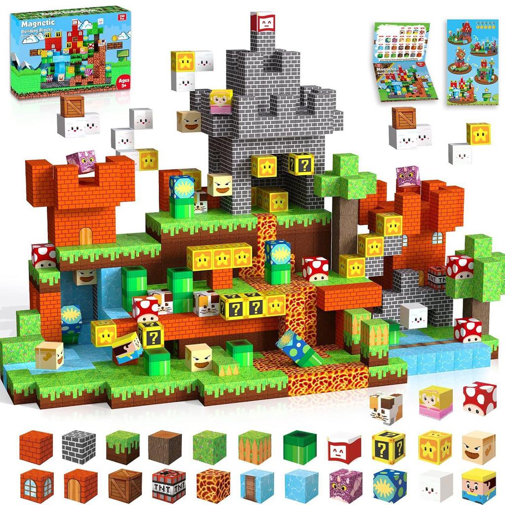 Blue Castle Magnetic Cube Building Blocks - 3D Educational Montessori Toy