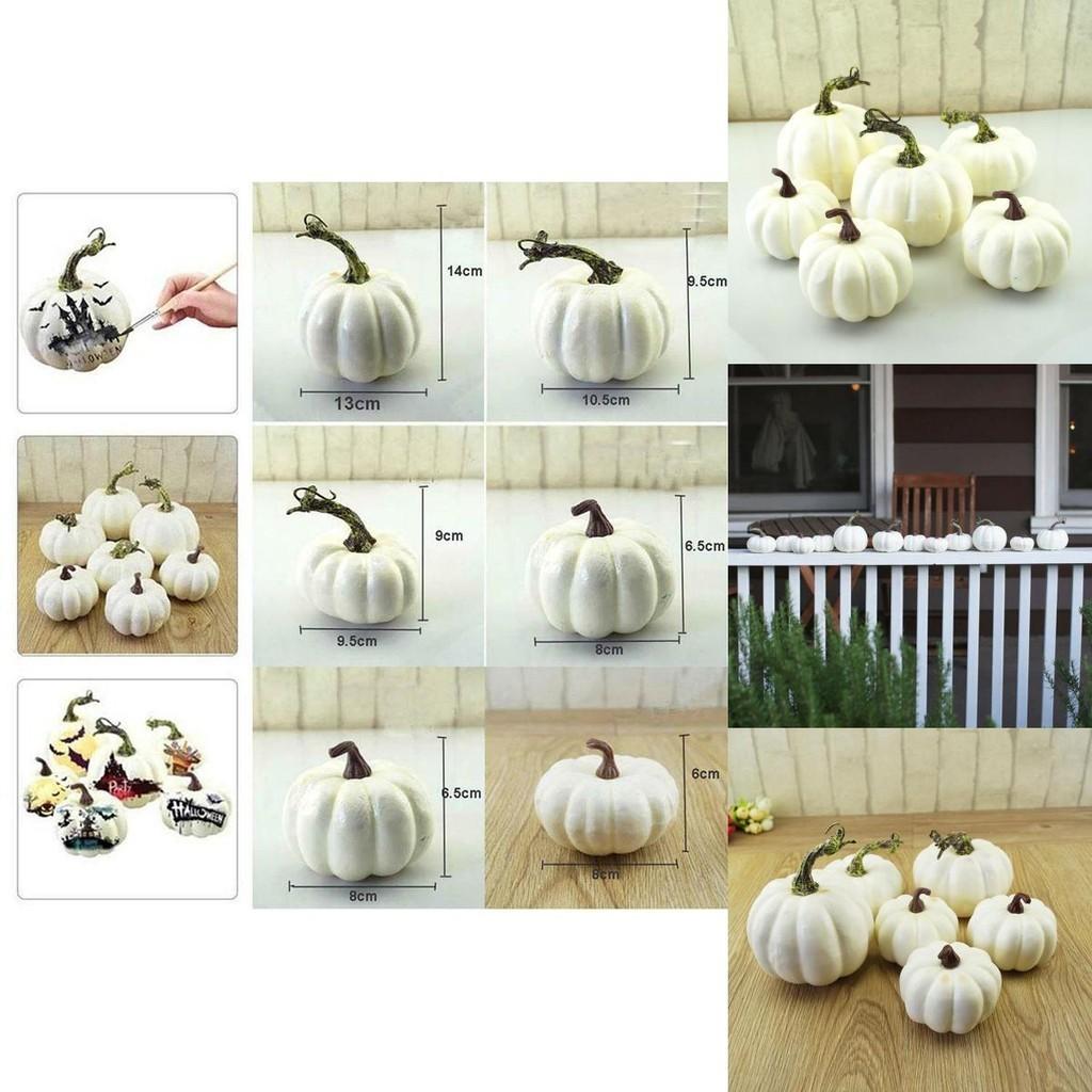 Ensemble Exquis de 6 Citrouilles Artificielles en Mousse Pour une Décoration Élégante d'Halloween et de Thanksgiving