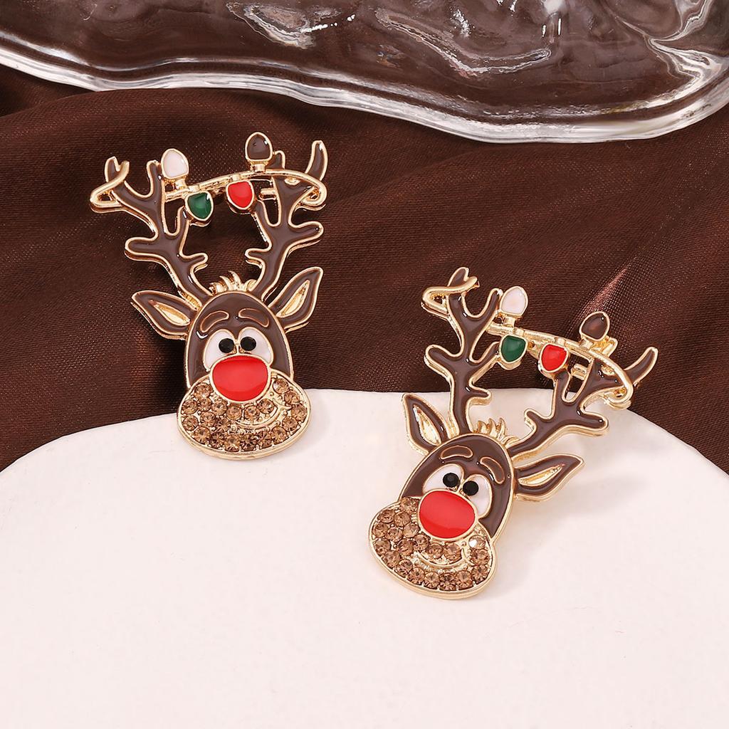 2PC Christmas Cartoon Creative Christmas Tree Elk Earrings Anti Allergy Earrings Suitable for Party and Holiday Gifts