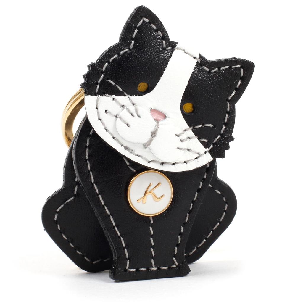 Hachiware Cat Keychain That Allows You To Stand Up and Move Your Face NH0860 15901 One Size [Kitamura] Women's Black/White [Black]