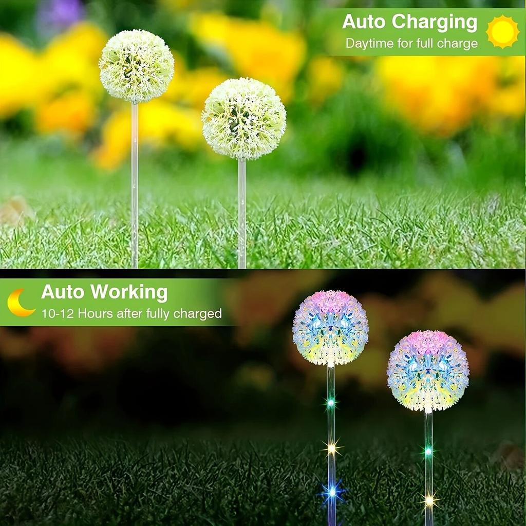 1PC 1-Head Solar LED Dandelion Light,Outdoor Decorative Lights,Artificial Flower Landscape Lighting For Garden,Lawn,Yard,Pathway