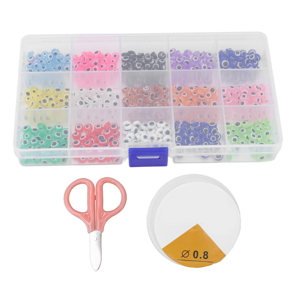 Evil Eye Beads 15 Grids Boxed Resin Material DIY Making Different Colors Beads Craft Accessories for Bracelets