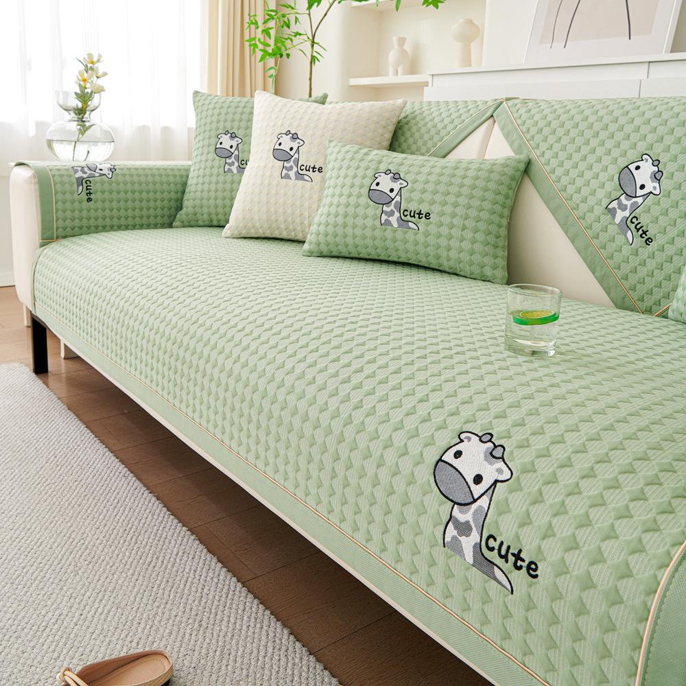 

Cartoon Cool Bean Sofa Cushion Summer New Ice Silk Sofa Mat Seat Cushion Non-Slip Armrest Back Cover Towel 70*70cm