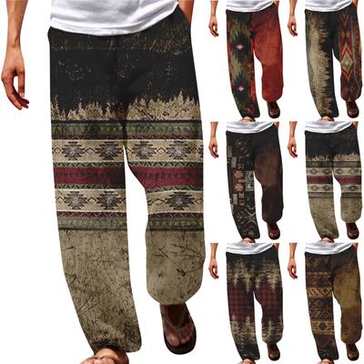 Pantalones deportivos con bolsillo de pierna ancha y estampado informal sueltos a la moda para hombre