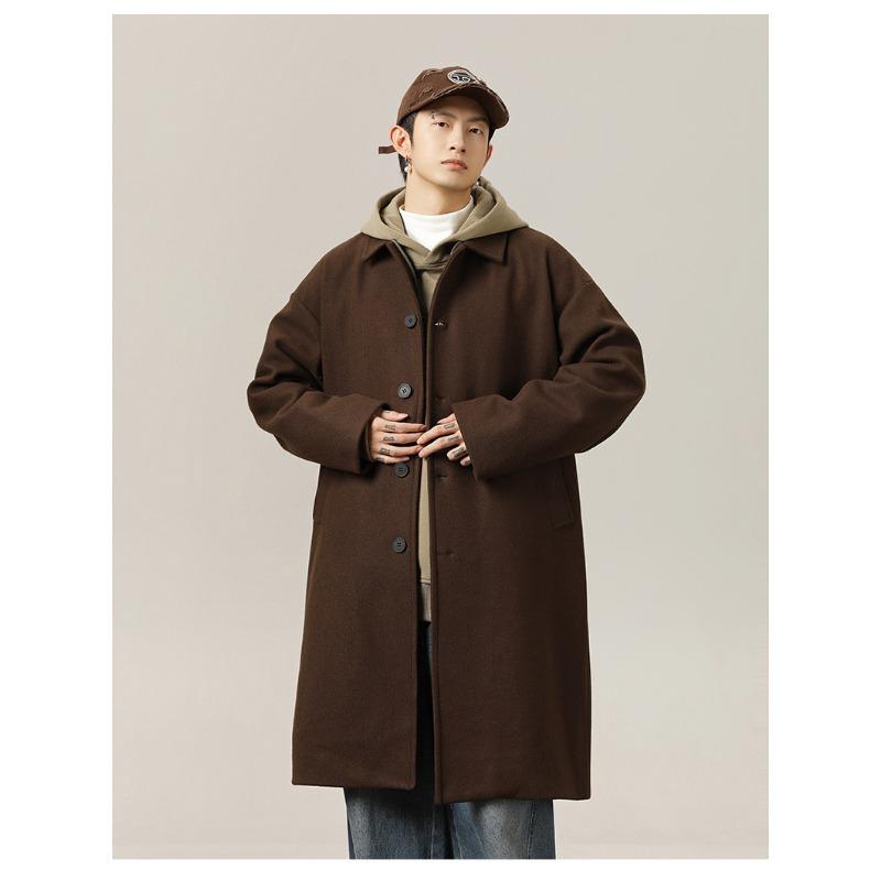 Spring and Autumn Men's New Mid-length Loose Thickened Lapel Jacket