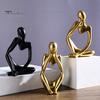 3 szt. abstrakcyjna figurka myśliciela miniaturowa siedząca myślicielka żywiczna statua rzeźba salon biuro domowe półka na książki dekoracja pulpitu ozdoba