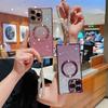 Electroplated magnetic glitter mobile phone case is suitable for Apple 16PRO pearl bracelet 14/13 right angle anti-drop protective cover