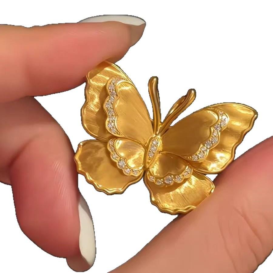 Neuer chinesischer Stil, doppellagiger Schmetterlings-Flash, High-End, leichter Luxus, modische Brosche