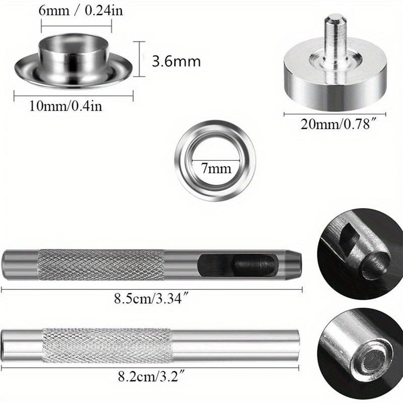 Oogjes Tool Kit 100 Sets Oogjes 6mm Binnendiameter Zilver voor Kleding Schoenen Tas Leerambachten Kledingaccessoires.
