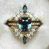 Old Money Style Court Style Temperament Ring Female, Ring Two-piece Crown Jewelry, Imitation Emerald