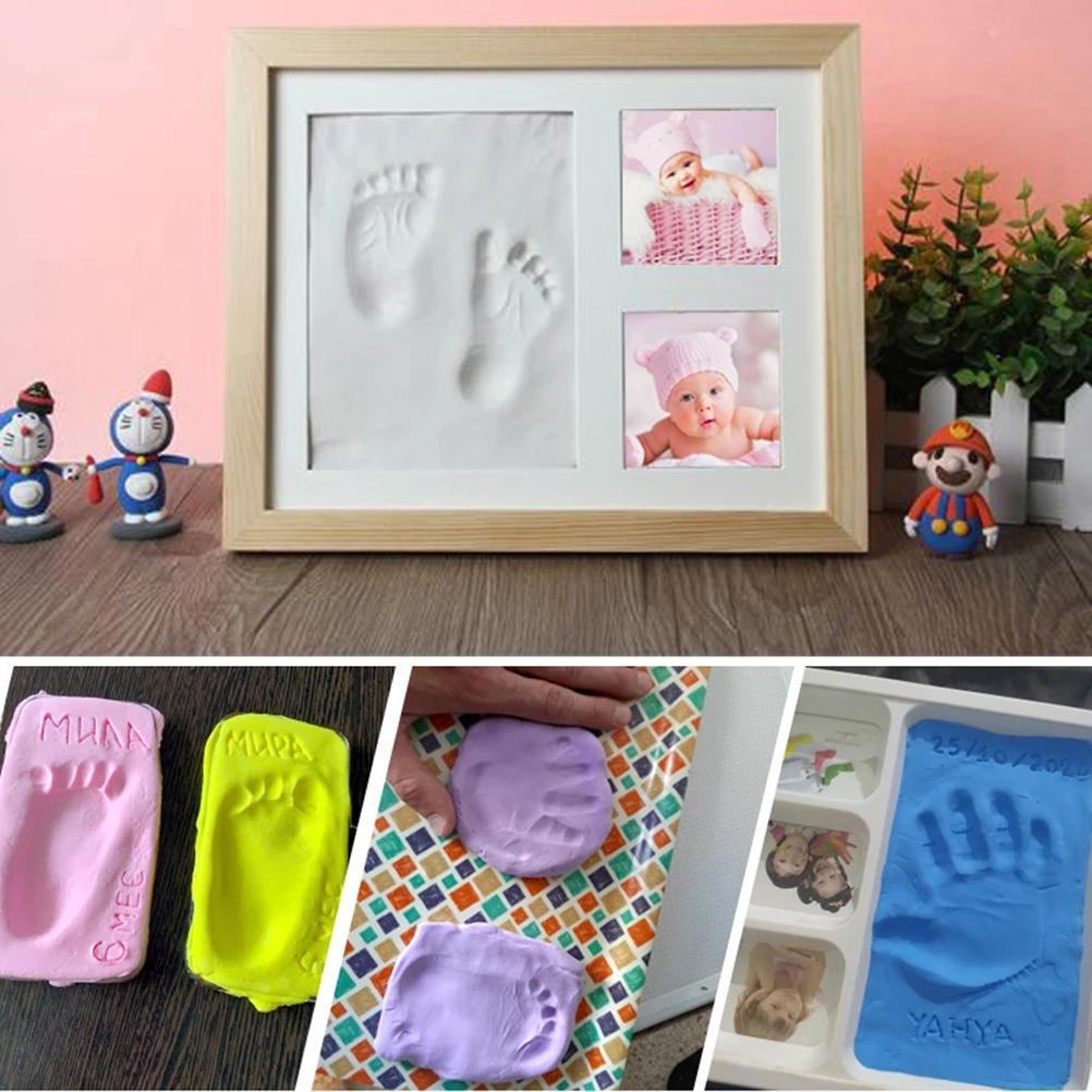 DIY Babypflege Hand Fuß Tintenpad Handabdruck Fußabdruck Fingerabdruck 7 Farben Weich Ton Flauschiger Schaum Zubehör Antistress Kinderspielzeug für Kinder