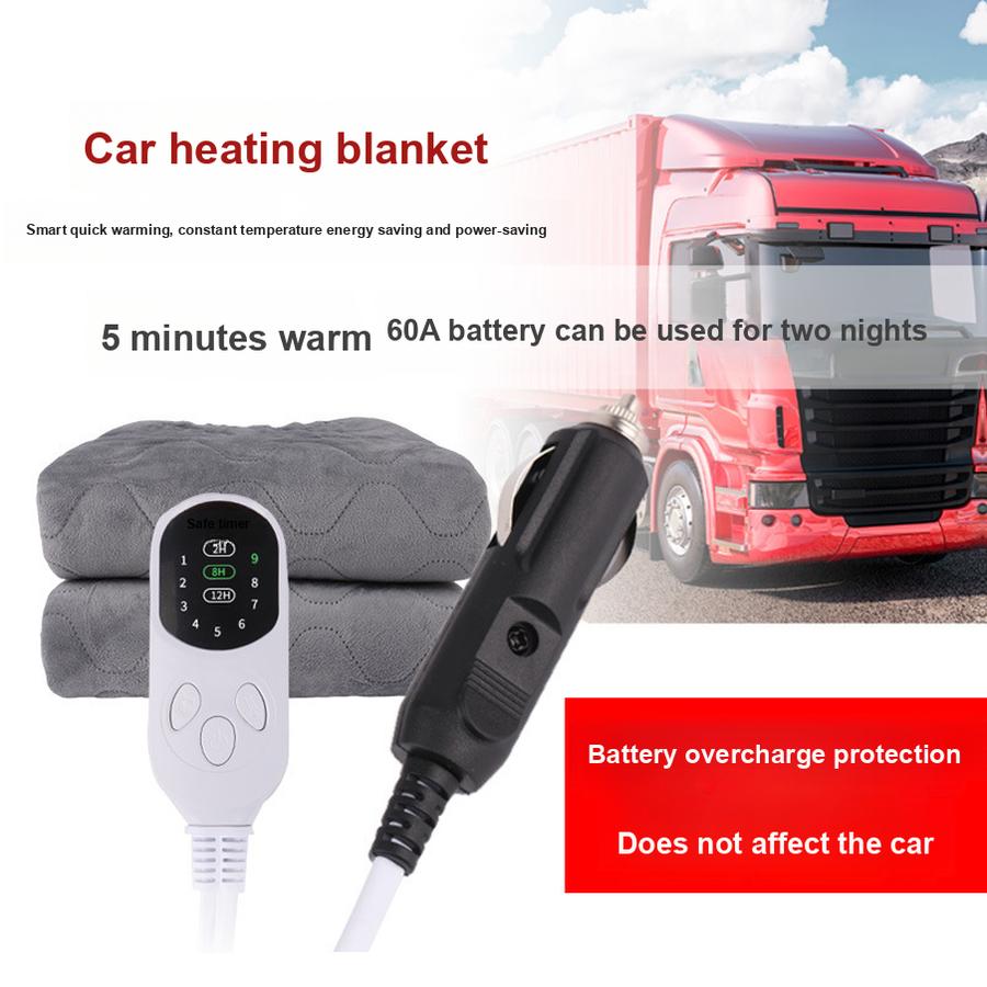 12V Car Heating Blanket for Vehicle, Double/Single Bed, Waterproof, RV, Van, Bedspread
