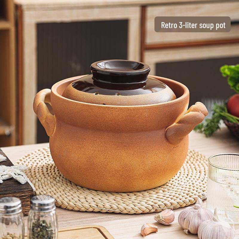 Ретро глиняный горшок-кастрюля ZISIZ 3 Liter