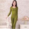 Sexy Women Underwear Thermal Sets High Neck Long Sleeve Top and Elastic Waist Bottom Comfortable Suit