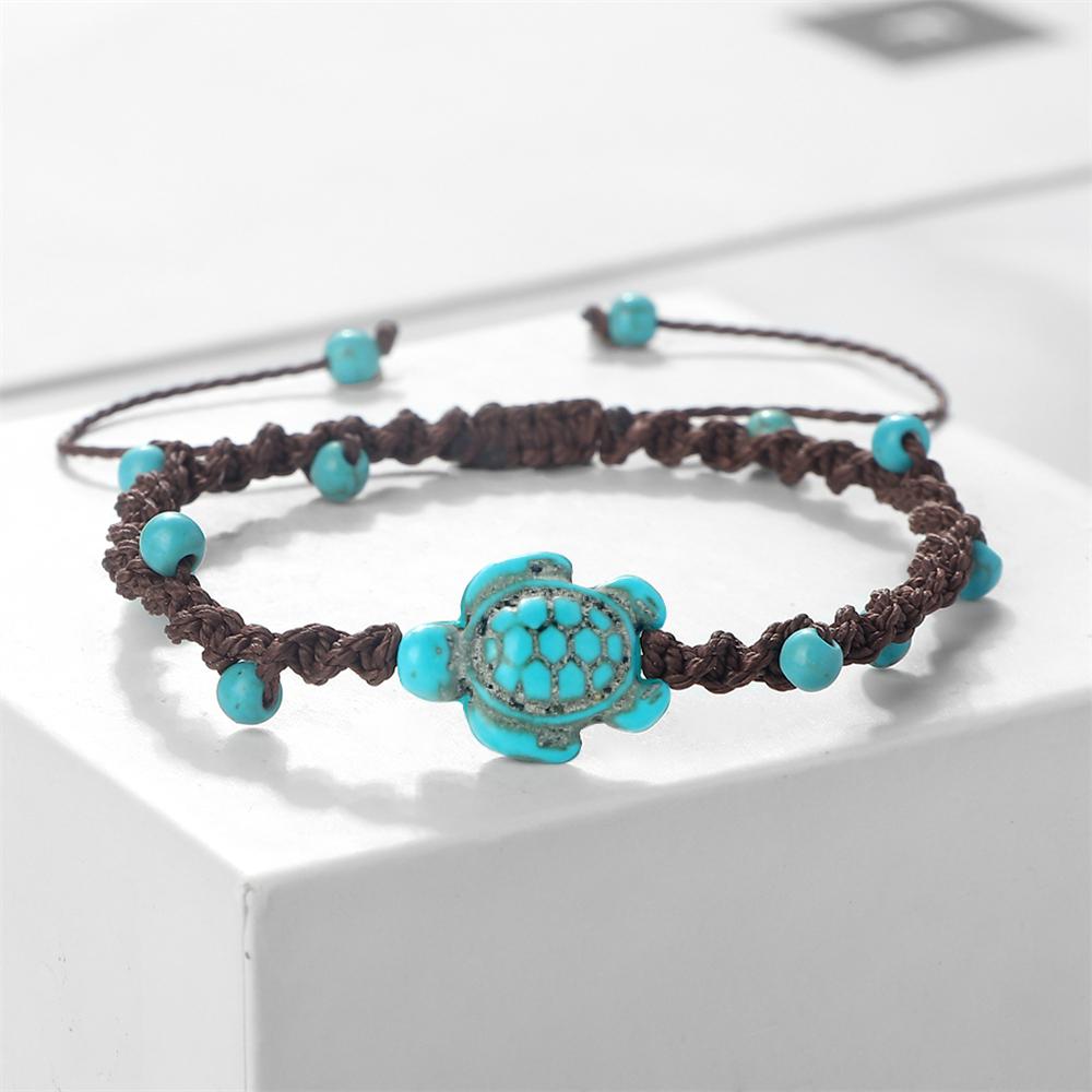 Braccialetti Intrecciati Bohémien in Pietra Naturale da 4 mm Braccialetto Fatto a Mano con Ciondolo Tartaruga Gioielli alla Moda Curativi Regali per Uomini Donne