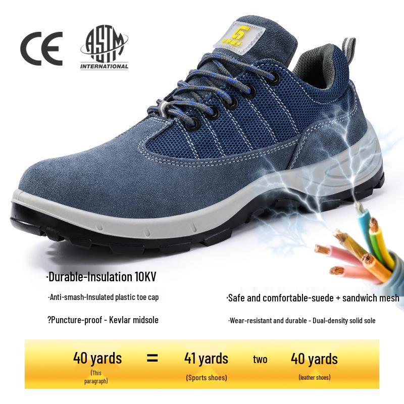 Men's Breathable Safety Shoes: Steel Toe Protection, Anti-Smash, Anti-Puncture, Insulated for Electricians (10KV)