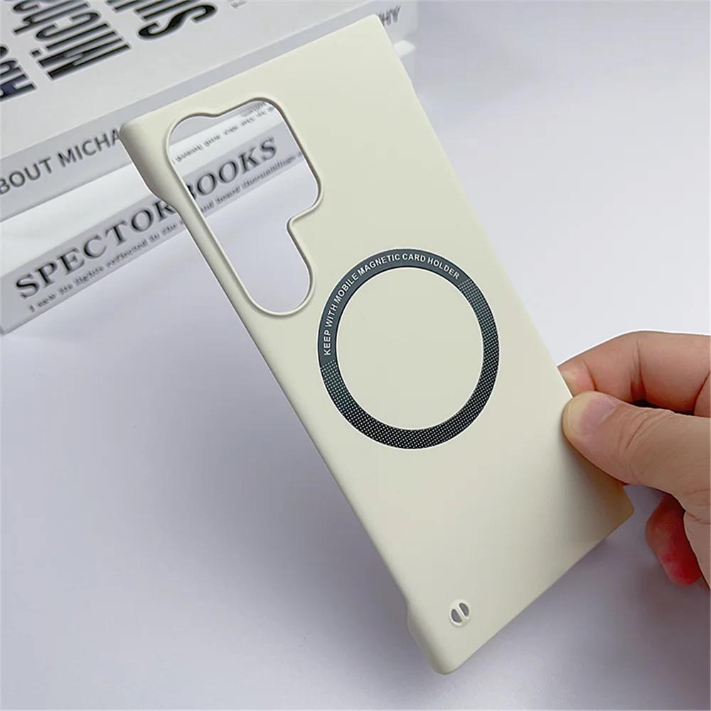 Ultradünne Matte Rahmenlose für Magsafe Hülle für Samsung Galaxy S26 Ultra S26 Pro S25 Edge Plus S24 FE S23 S22 S21 S20 Magnetische Kabellose Ladehülle