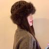 Warm Cap Leopard Print Plush Mongolian Hat Mink Fur Brimless Plush  Bucket Hat  Outdoor