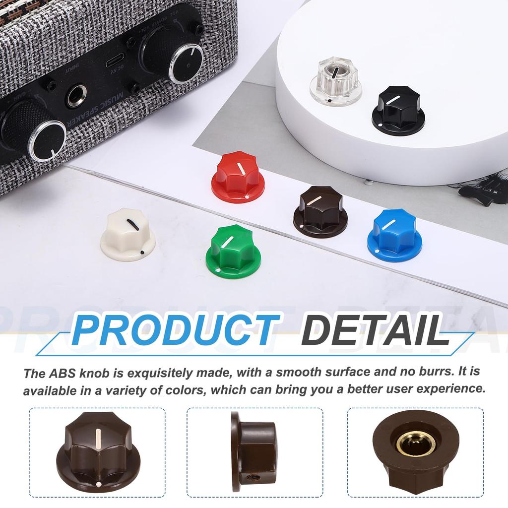 uxcell A B S Copper Potentiometer Top Hat for for Brown & Knobs, 10-Piece Set, 1/4-inch, Shape, Volume/Tone Control, Guitar/Audio Mixer/Amplifier,