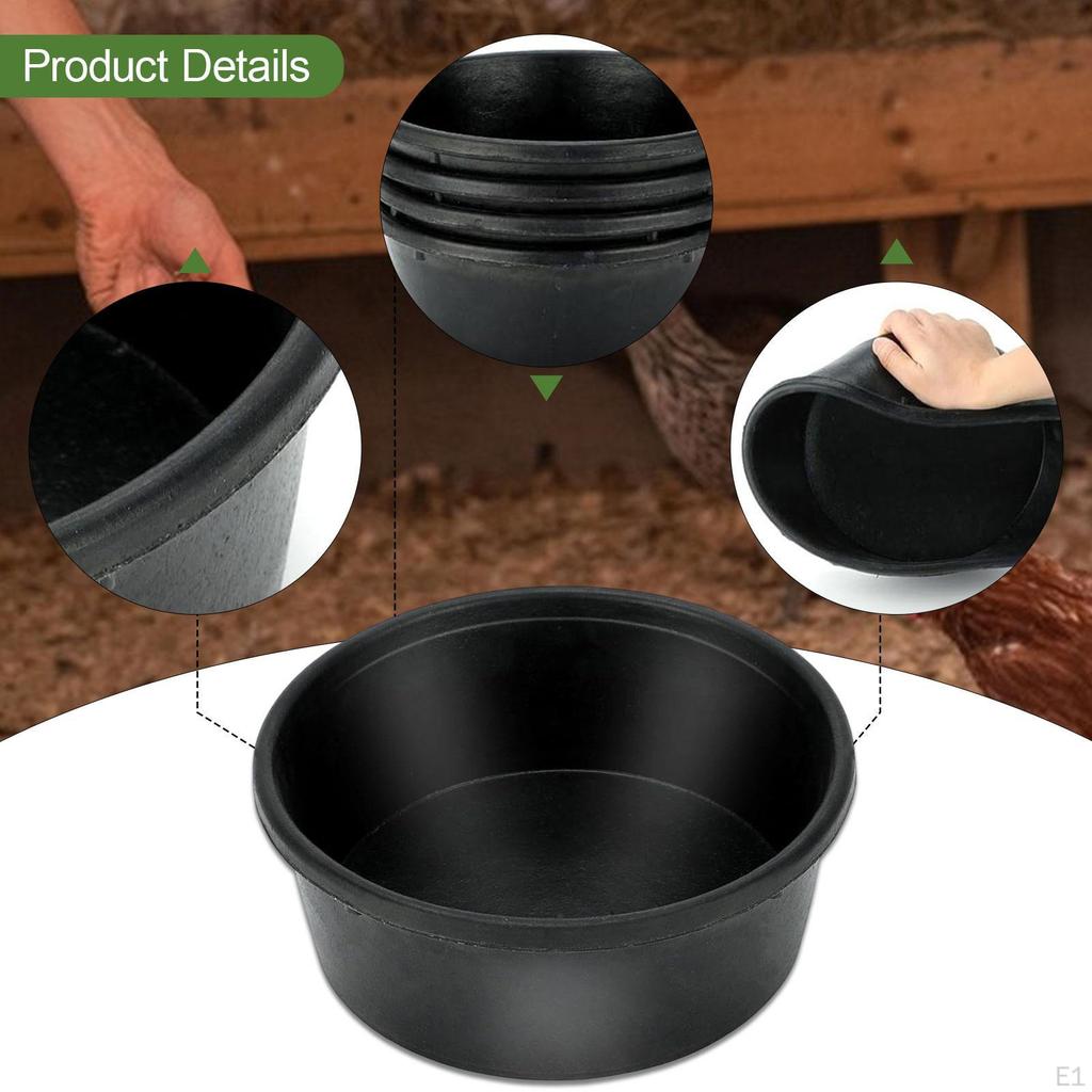 Rubber Feed Pan 4L Multipurpose Round Dog Bowl Farm Animal Feeding for Chicken Cats Livestock