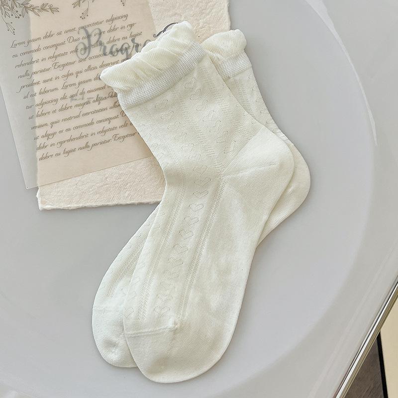 

Женские летние тонкие носки до середины икры в балетном стиле из сетки, влагоотводящие и дышащие, с ажурным узором 1 pair кремовый