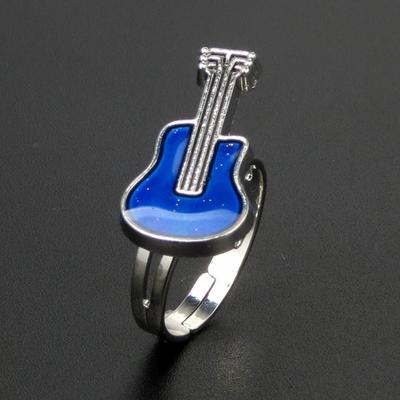 Kūrybingos gitaros temperatūros nuotaikos keitimo spalvos moterų atviro žiedo papuošalai