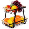 Tweelaags mand voor fruit en groenten, zwart metaal, schaal