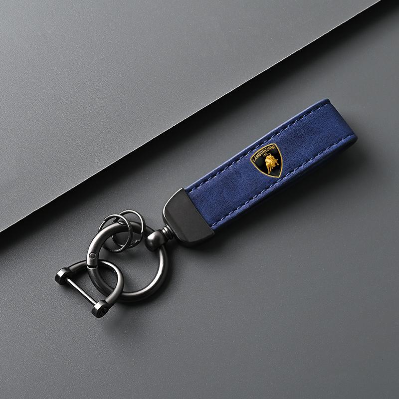 Leather Zinc Alloy Suede Car Keychain Ring Vintage Key Chain For Lamborghini Urus Huracan Aventador Premium Auto Accessories
