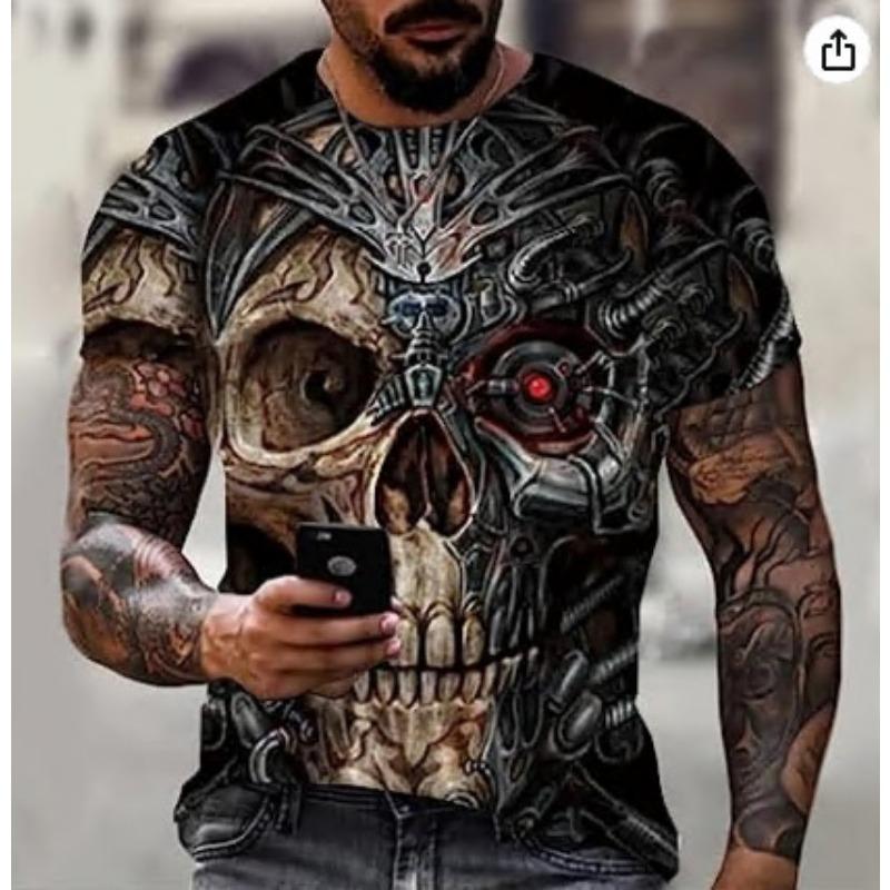

Летняя новая футболка с принтом черепа для мужчин, повседневная одежда с короткими рукавами, уличная хип-хоп футболка с 3D-принтом 6XL