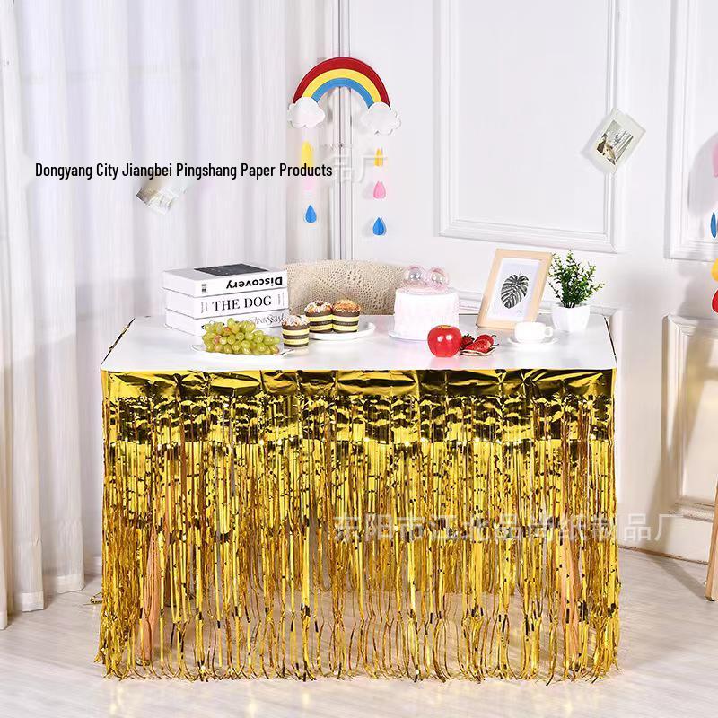 Disposable Tassel Table Skirt for Weddings, Birthdays, and Festivals