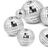 10Pc Mini Mirror Disco Ball Stage Light Reflective Rotating Bright Silver Glass Ball Christmas Birthday Wedding Party Cake Decor