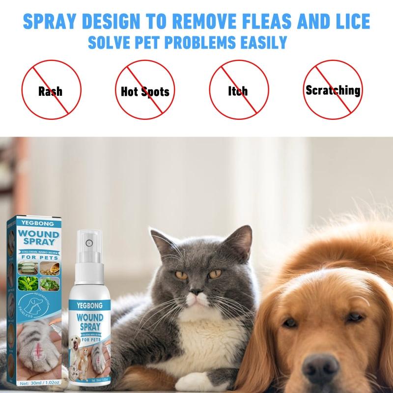 Spray Trattamento Cura Pelle Animali Sollievo Prurito per Pelli Sensibili Spray per Pulire Tagli Spray Riparazione Ferite Animali per Eruzioni Cutanee